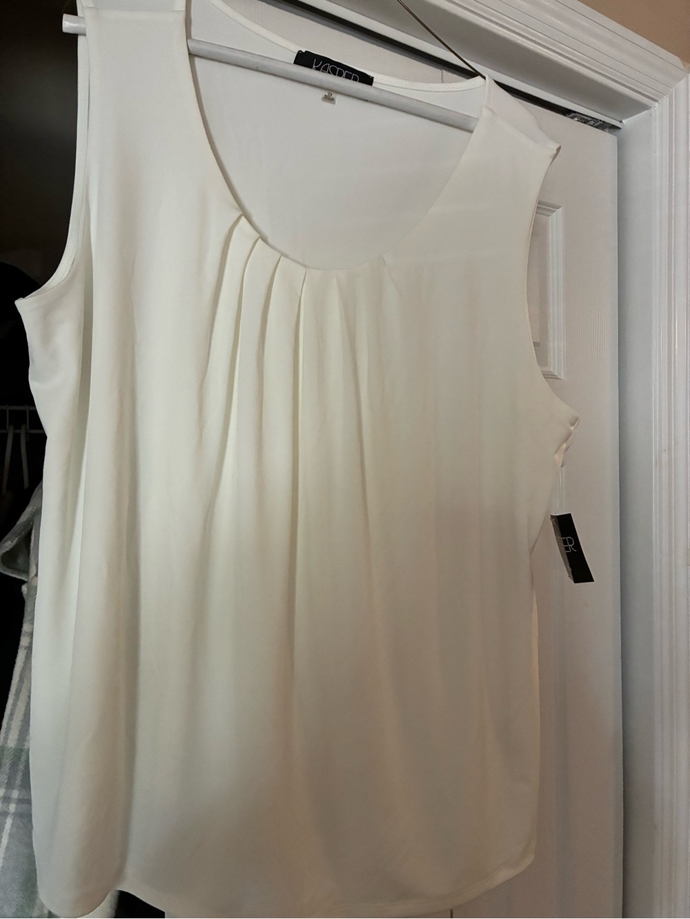 Plus Size Kasper Sleeveless Jewel Pleat 2X Neck Blouse